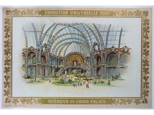 Carte publicitaire - Chapellerie "Au Lion de la Bastille" Paris, Illustration Exposition Universelle de Paris 1900