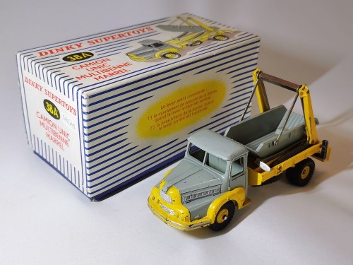 DINKY TOYS 38A / 895 - Unic Izoard benne Marrel, gris et jaune d'or, avec boîte d'origine