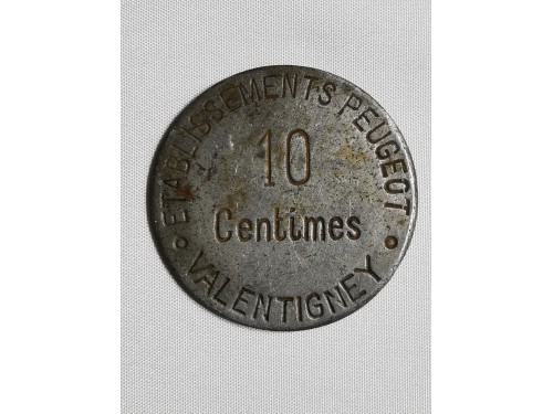 Monnaie de nécessité 10 centimes Etablissements Peugeot Valentigney - TB