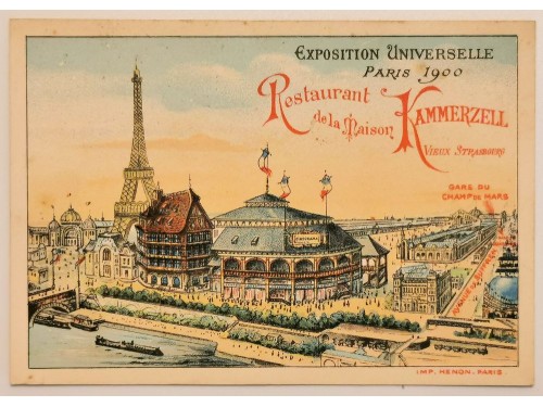 Carte publicitaire Kammerzell (Strasbourg) à l'exposition universelle de Paris en 1900