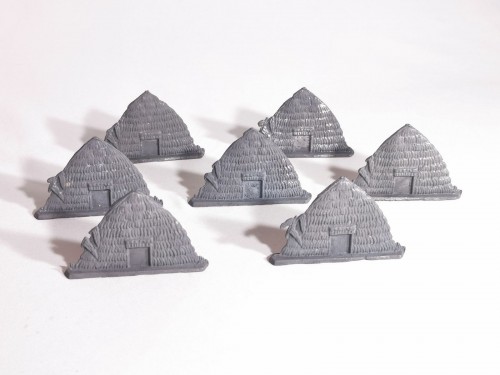 7 wigwams indiens en plomb non peint pour figurines du Far West, style demi-ronde bosse