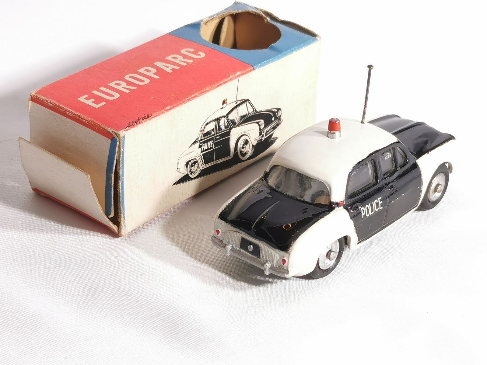 Ancienne Voiture Miniature CIJ Renault Dauphine Police – 1956, Bon état, Pièce De Collection